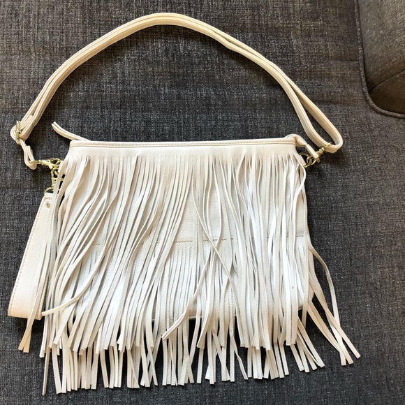 Handbags - Off-White Ivory Color Fringe Crossbody Bag